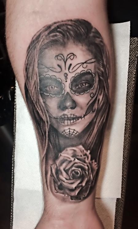 Tattoos - Day Of The Dead Girl and Rose - 126441